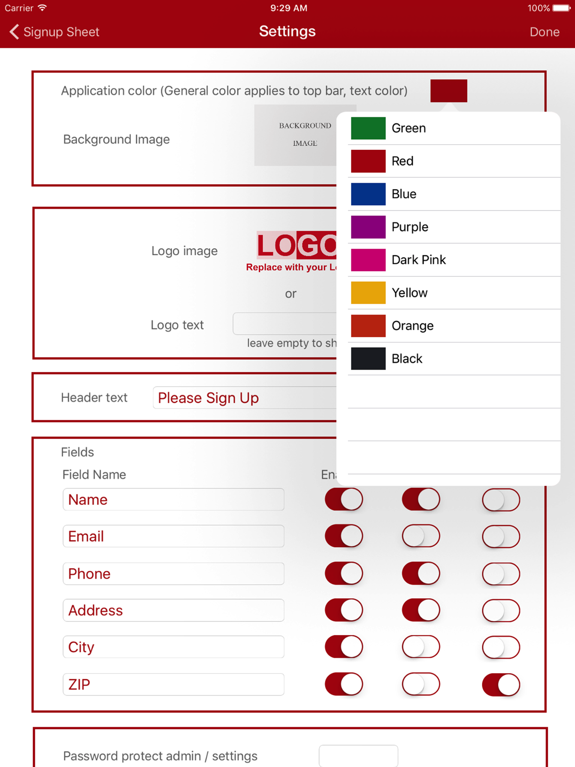 Sign-Up Sheet exporting collected entries