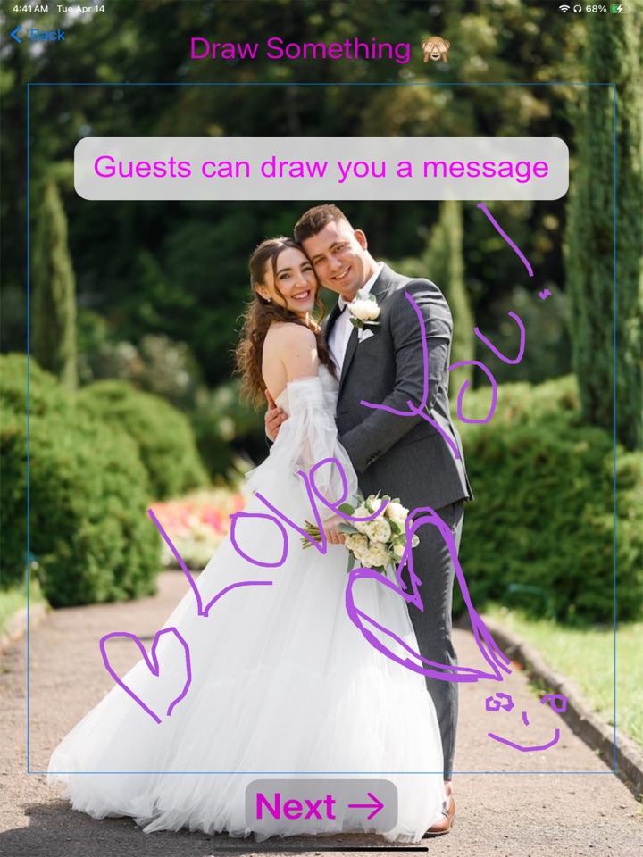 Wedding Guest Book drawing and doodle entry